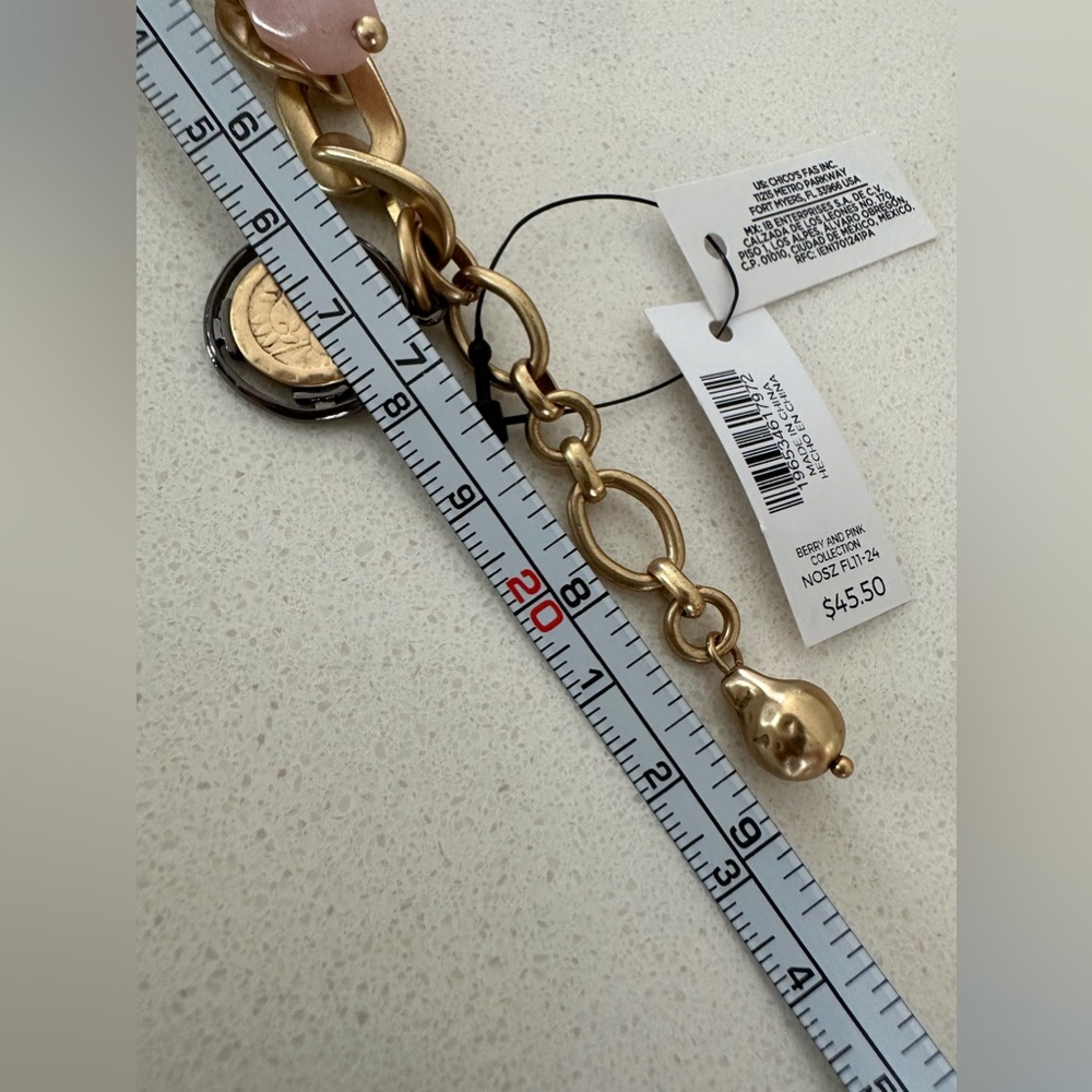 Chico’s bracelet Golden with 7 charms securely locked- adjustable New With Tag - Picture 6 of 7